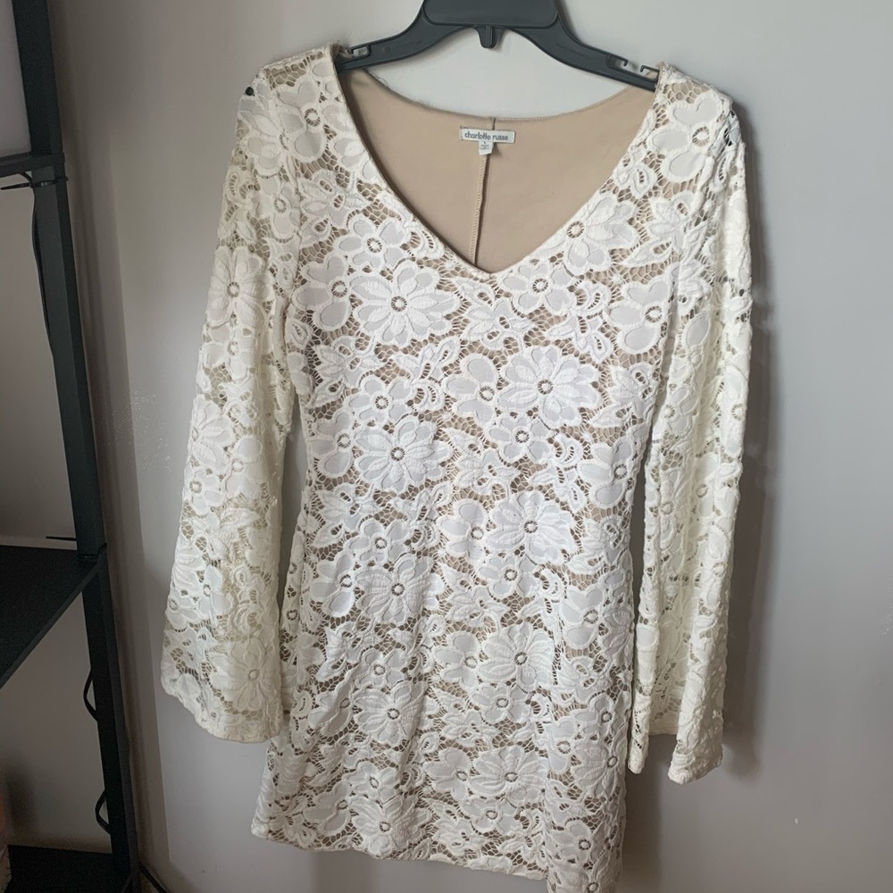 Lace Bodycon Dress with Bell Sleeves